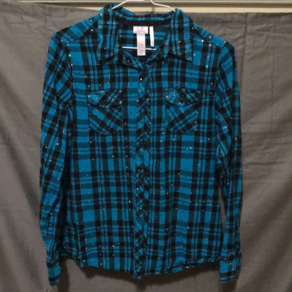 Justice long sleeve button down shirt